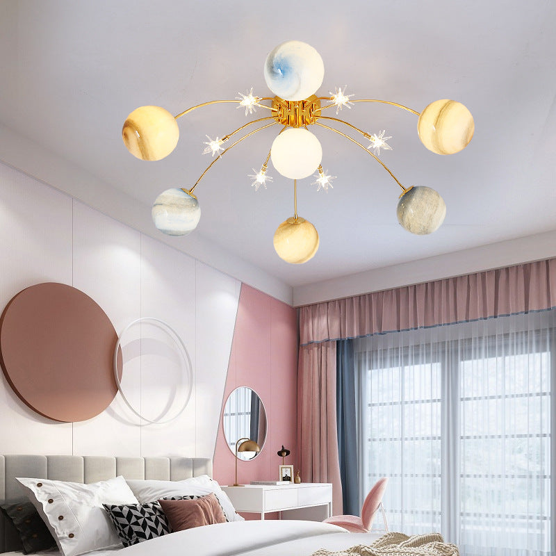Starry Sky Moon Semi-Flush Mount Light