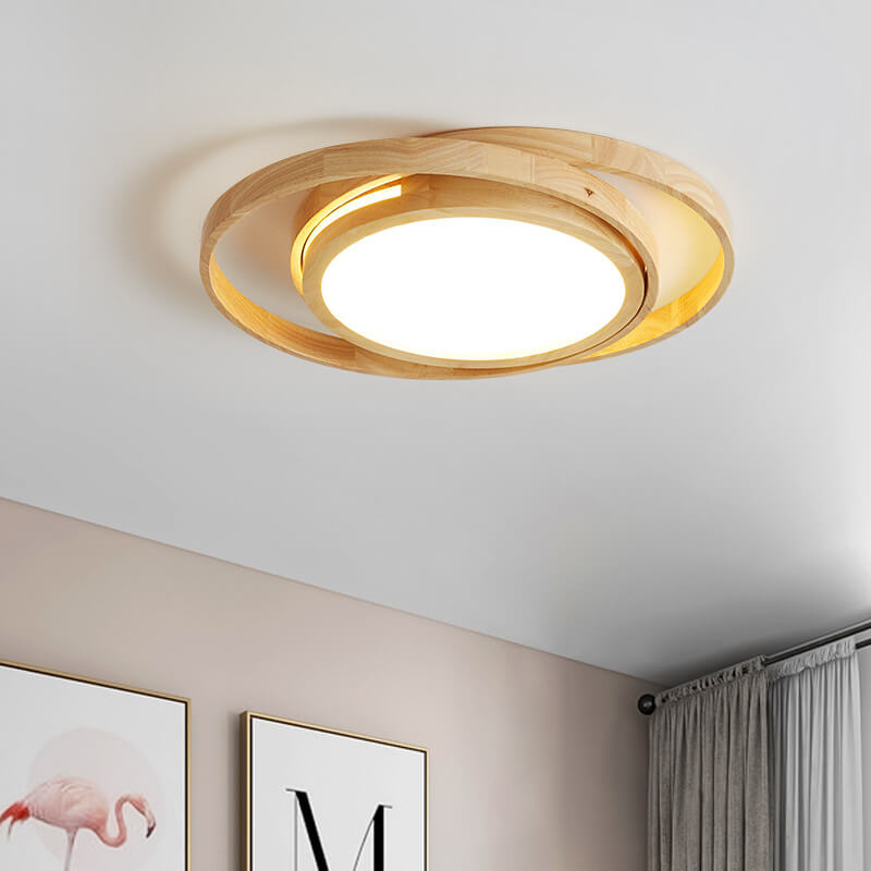 Wooden Circle Ring LED Flush Light