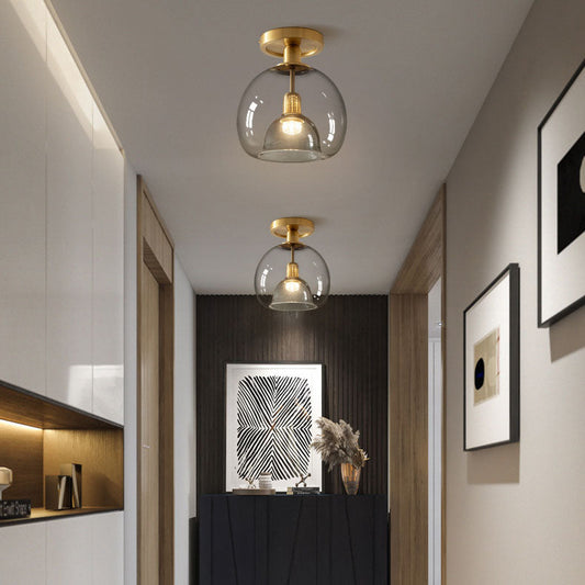 Scandinavian Copper Glass Semi-Flush Light