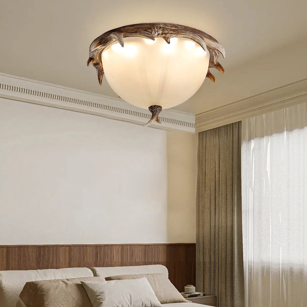 Retro Antler Resin Flush Mount Light