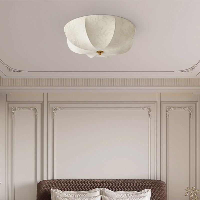 French Printed Fabric Flush Mount Light