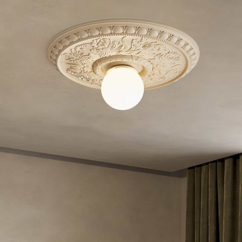 French Relief Resin Flush Mount Light