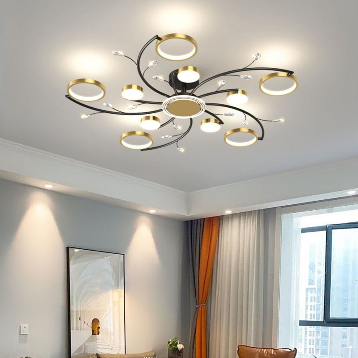 Scandinavian Branch Iron & Acrylic Light