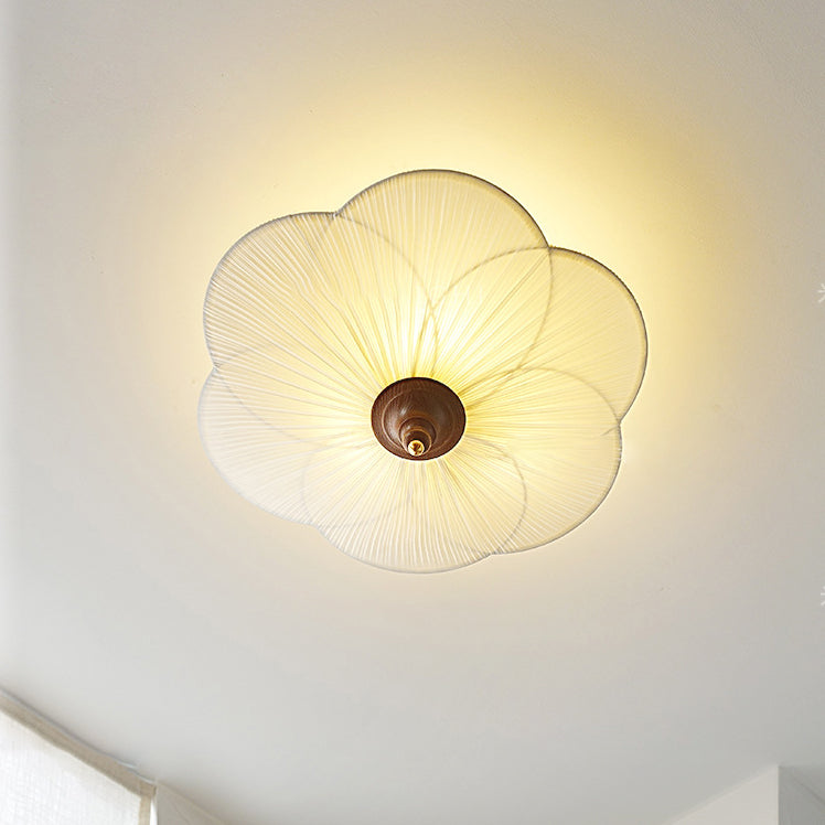 French Plum Blossom Fabric Semi-Flush Light