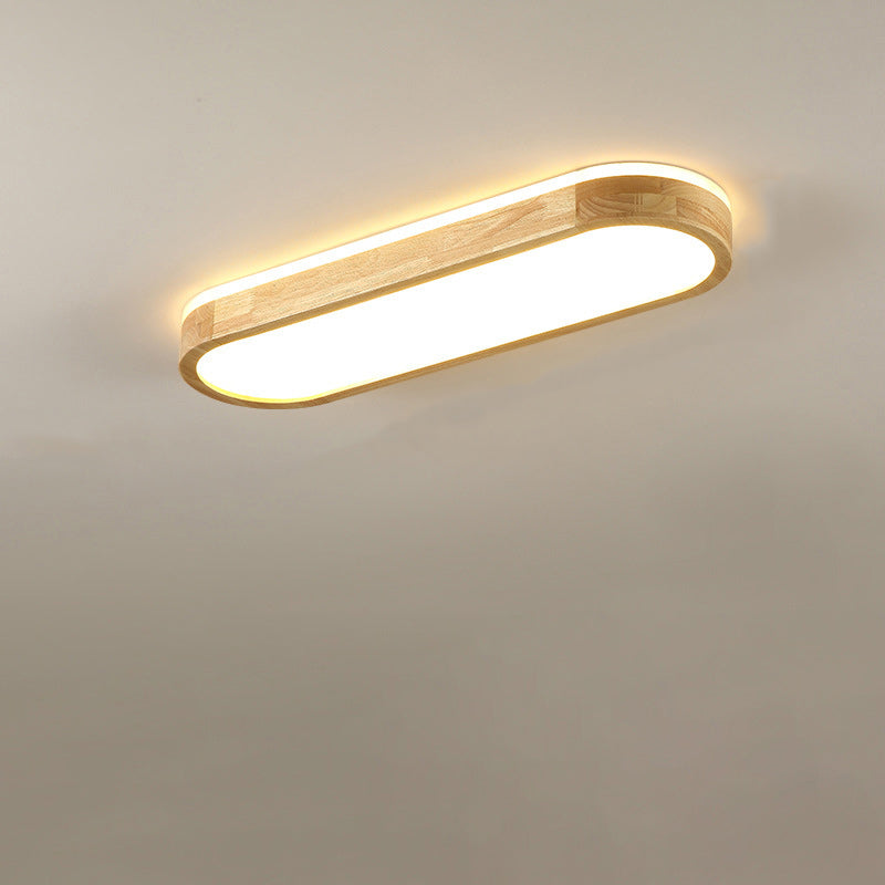 Japanese Wood Rectangular Flush Mount Light