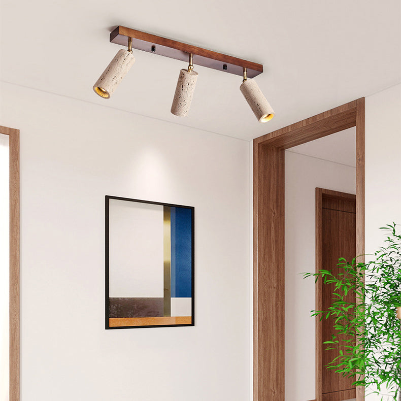 Travertine Wood Linear Ceiling Light