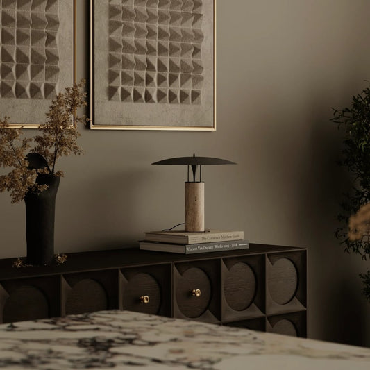 D42 Travertine Table Lamp