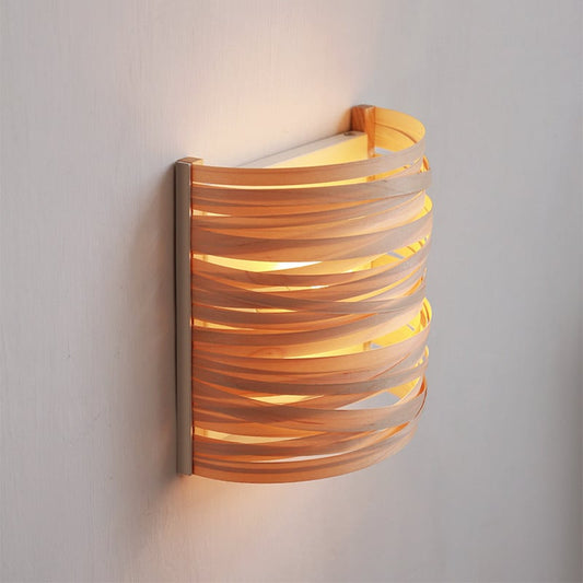 Wabi-Sabi Wood & Rattan Sconce