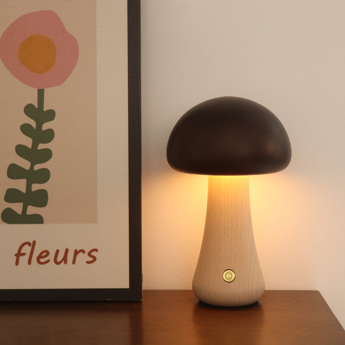 Solid Wood Mushroom Table Lamp