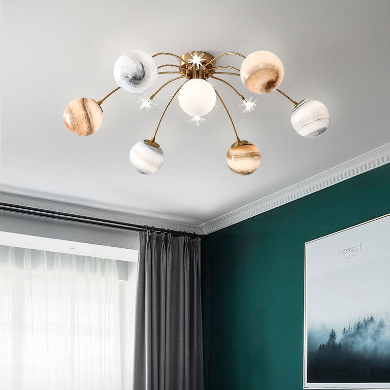 Starry Sky Moon Semi-Flush Mount Light