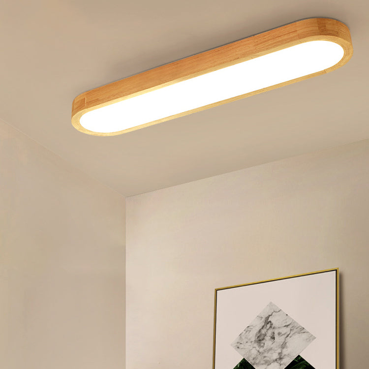 Japanese Wood Rectangular Flush Mount Light