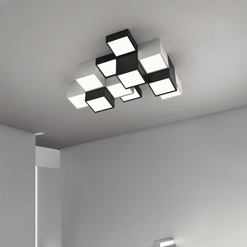 Minimalist Cube Flush Mount Light