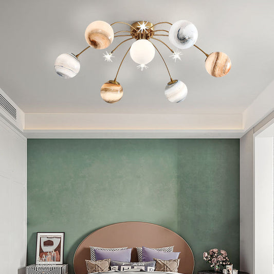 Starry Sky Moon Semi-Flush Mount Light