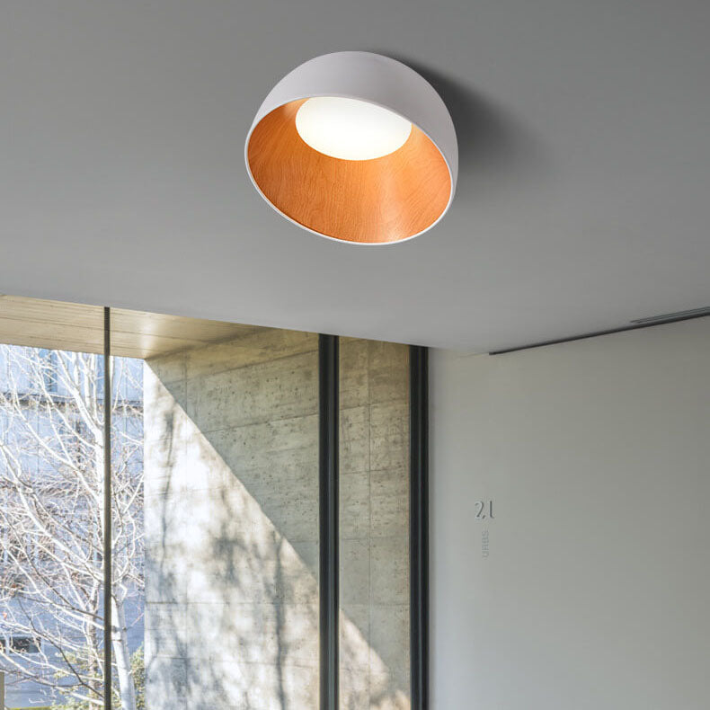 Wooden Bowl Iron Flush Mount