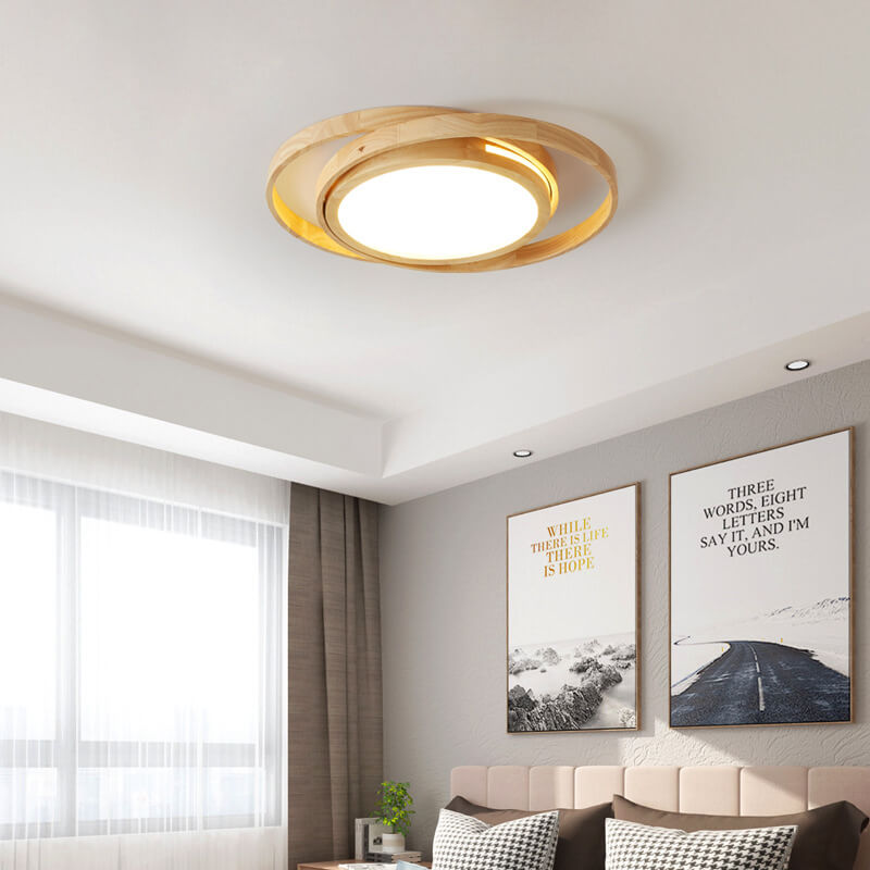 Wooden Circle Ring LED Flush Light