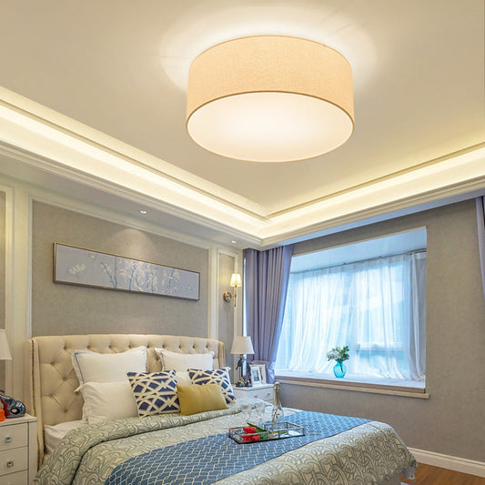 Round Drum Fabric Flush Mount Light