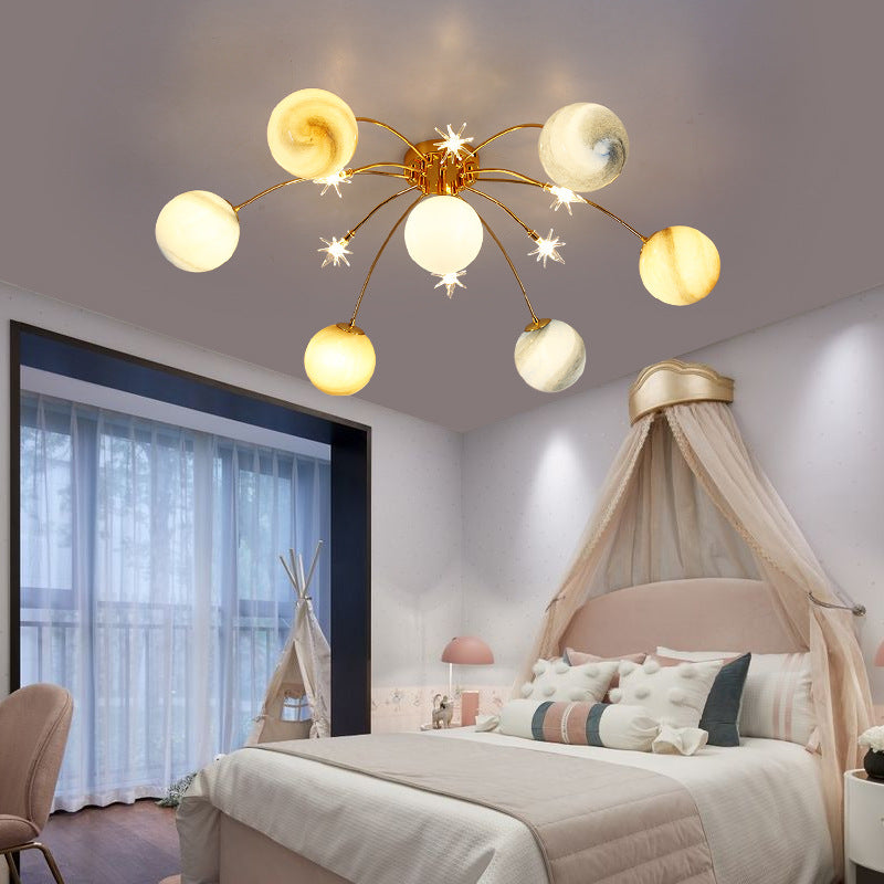 Starry Sky Moon Semi-Flush Mount Light