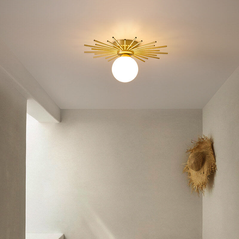 Glass Ball Semi-Flush Mount Light