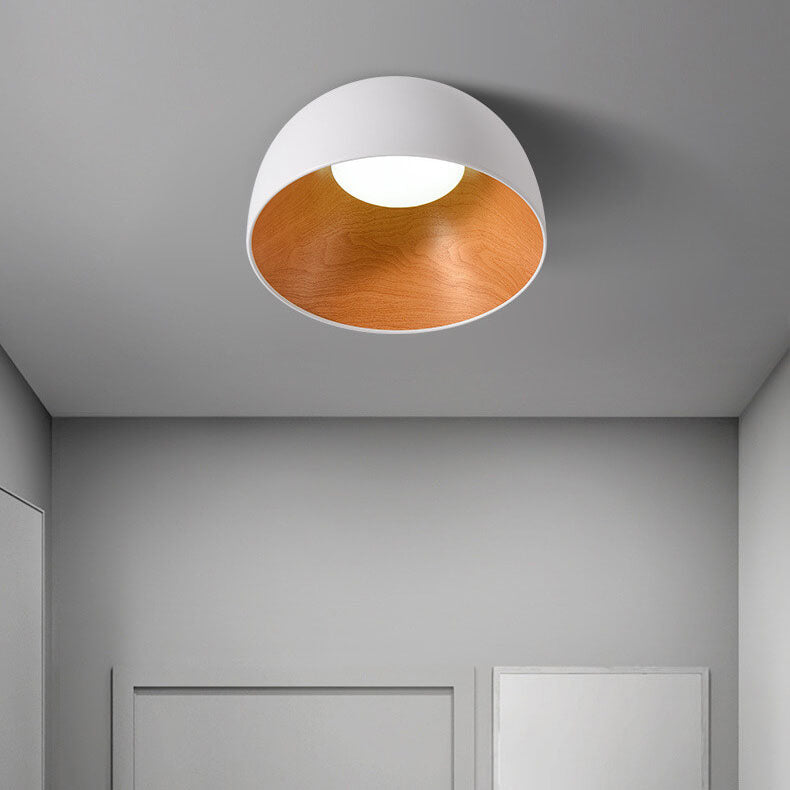 Wooden Bowl Iron Flush Mount
