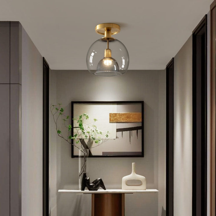 Scandinavian Copper Glass Semi-Flush Light