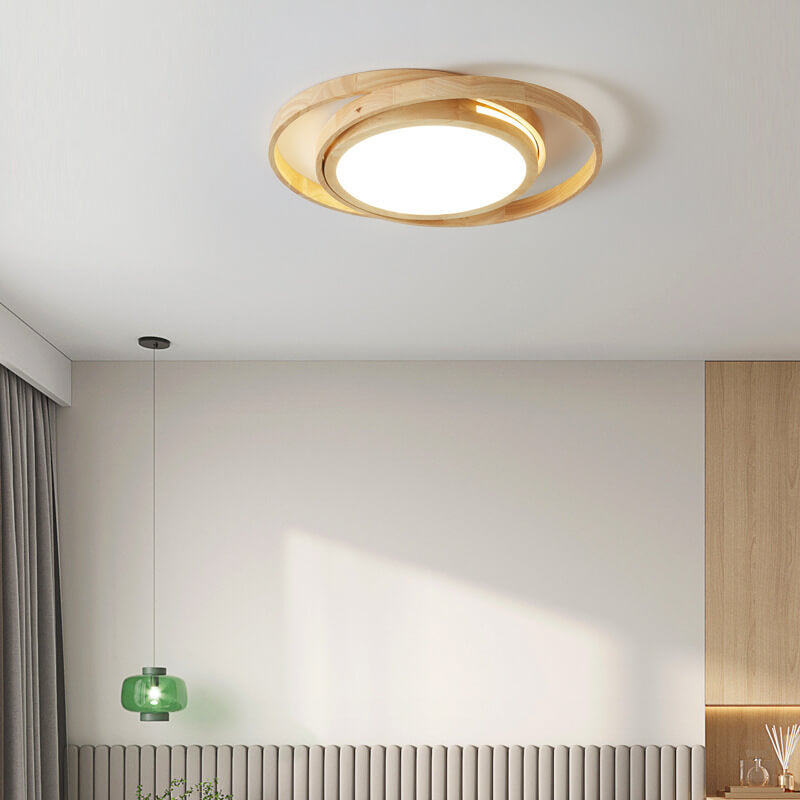 Wooden Circle Ring LED Flush Light