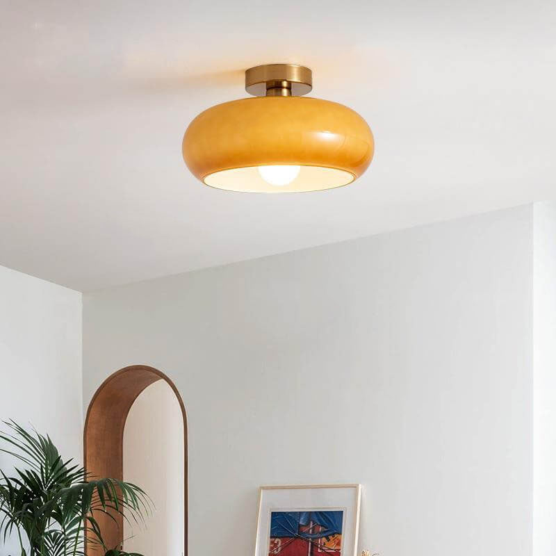 Retro Copper Glass Pendant Light