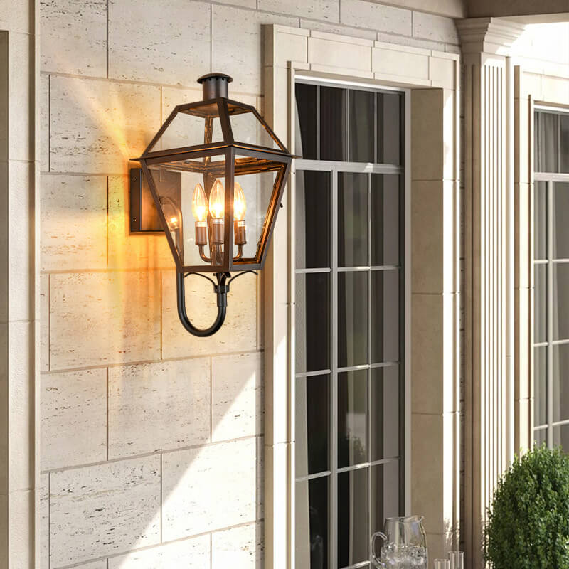 Industrial Glass Lantern Outdoor Sconce