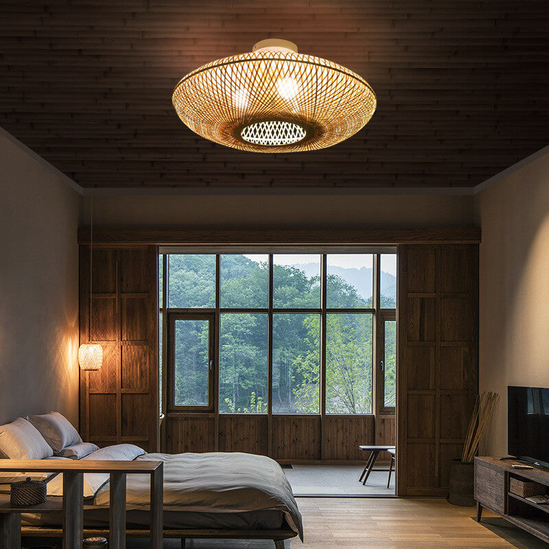 Japanese Bamboo Flying Saucer Light