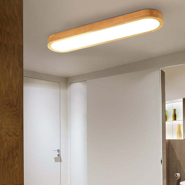 Japanese Wood Rectangular Flush Mount Light