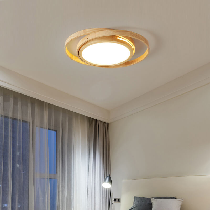 Wooden Circle Ring LED Flush Light