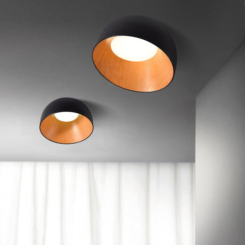 Wooden Bowl Iron Flush Mount