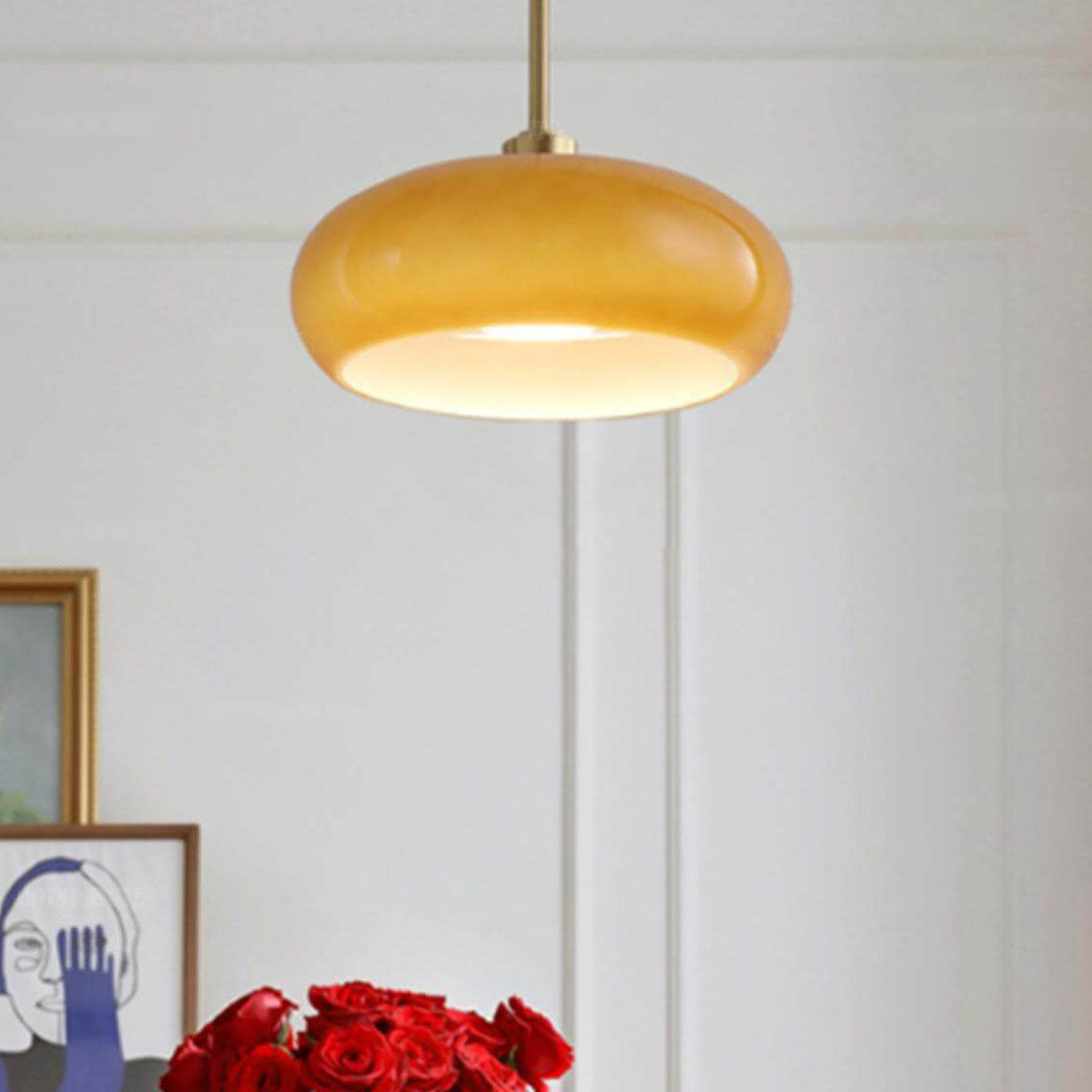 Retro Copper Glass Pendant Light
