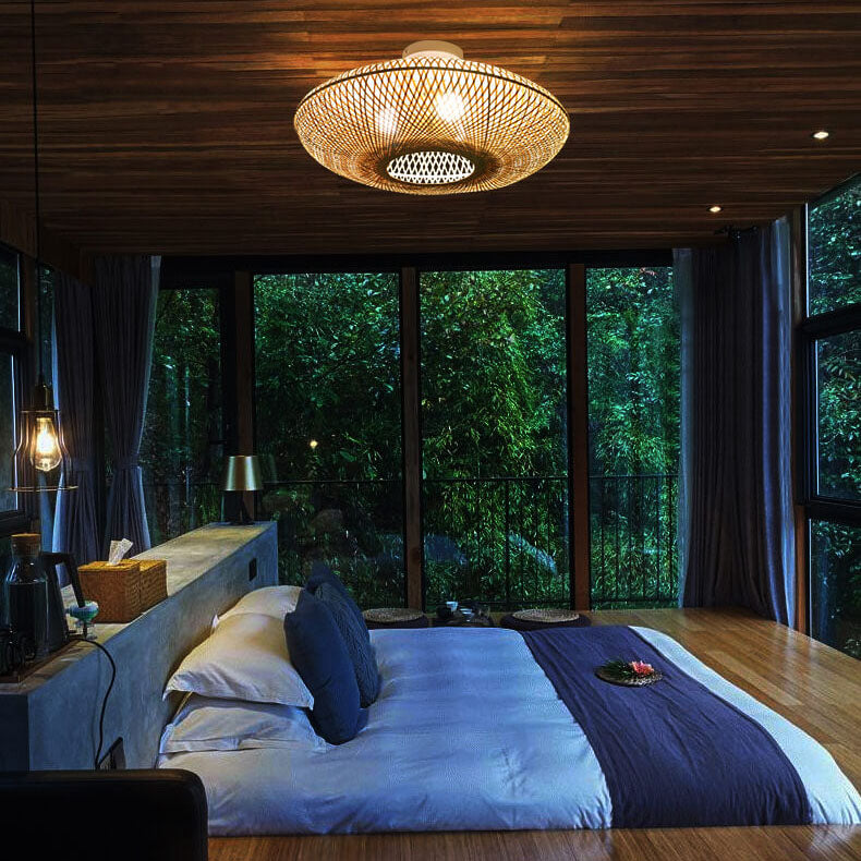 Japanese Bamboo Flying Saucer Light