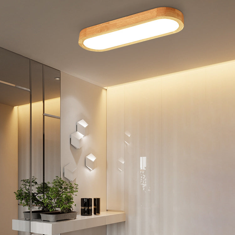 Japanese Wood Rectangular Flush Mount Light