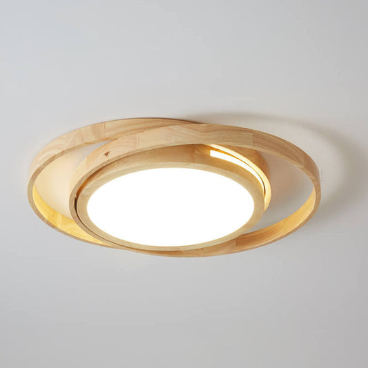 Wooden Circle Ring LED Flush Light