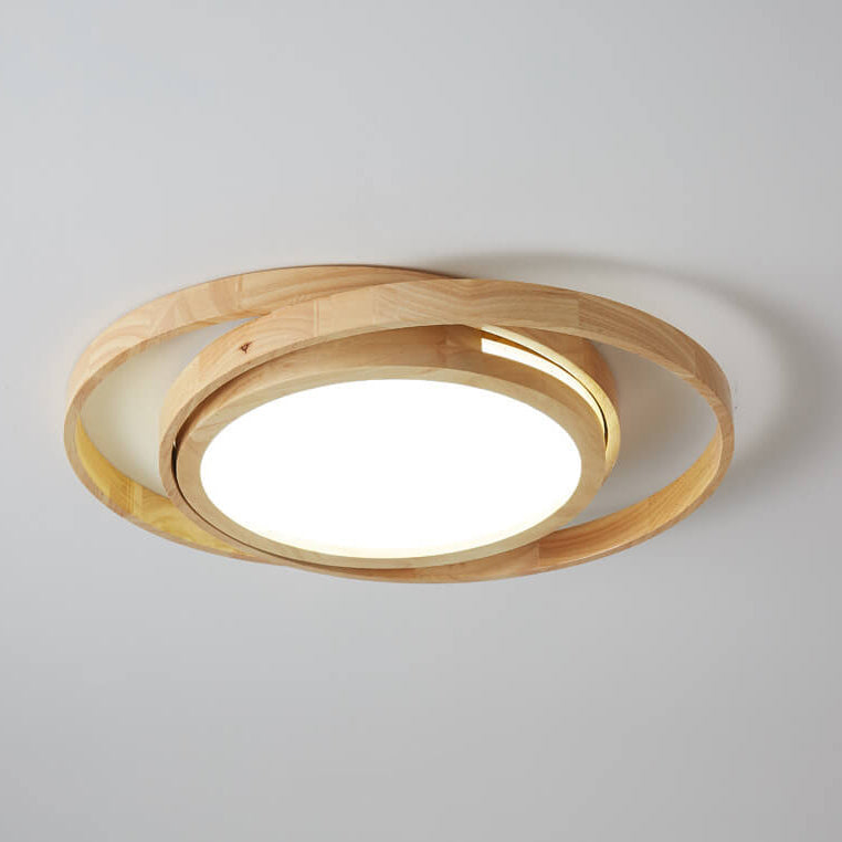 Wooden Circle Ring LED Flush Light