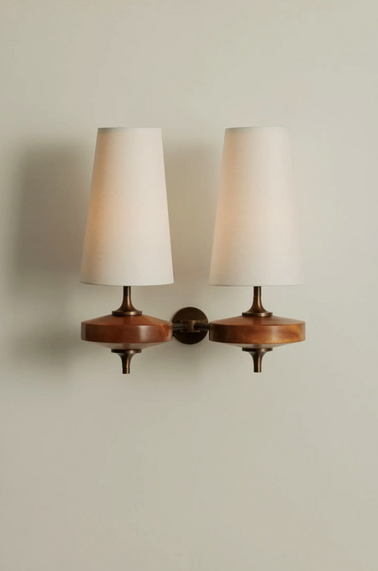 Hour Rho Twin Wood Wall Lamp