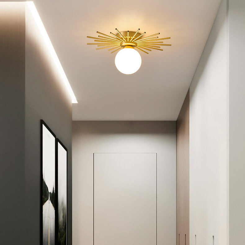 Glass Ball Semi-Flush Mount Light