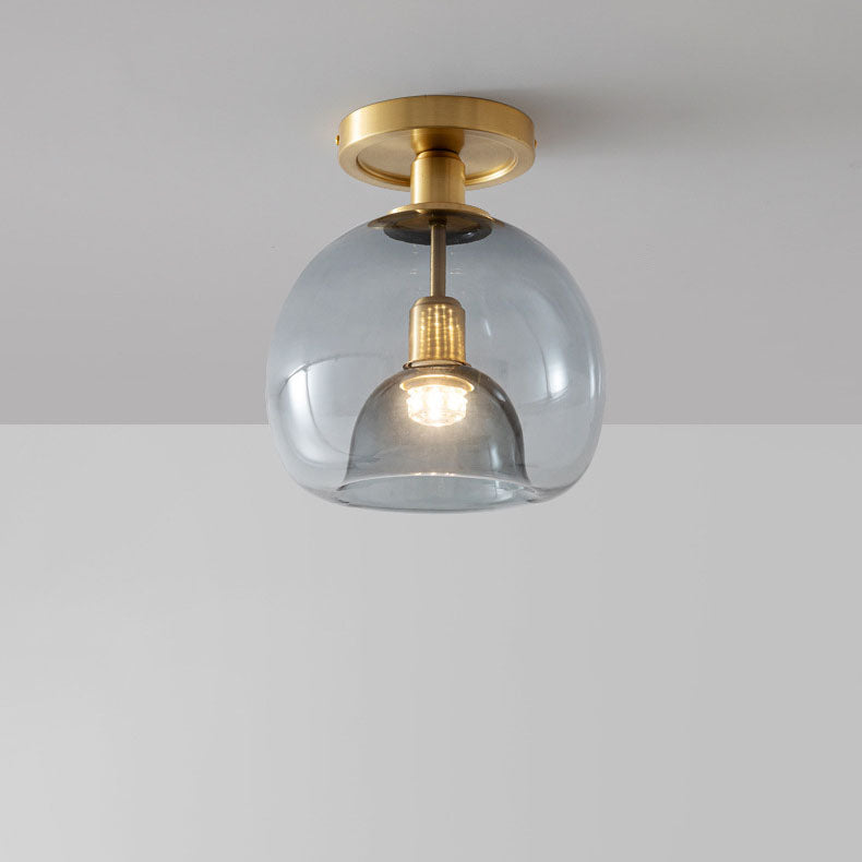 Scandinavian Copper Glass Semi-Flush Light