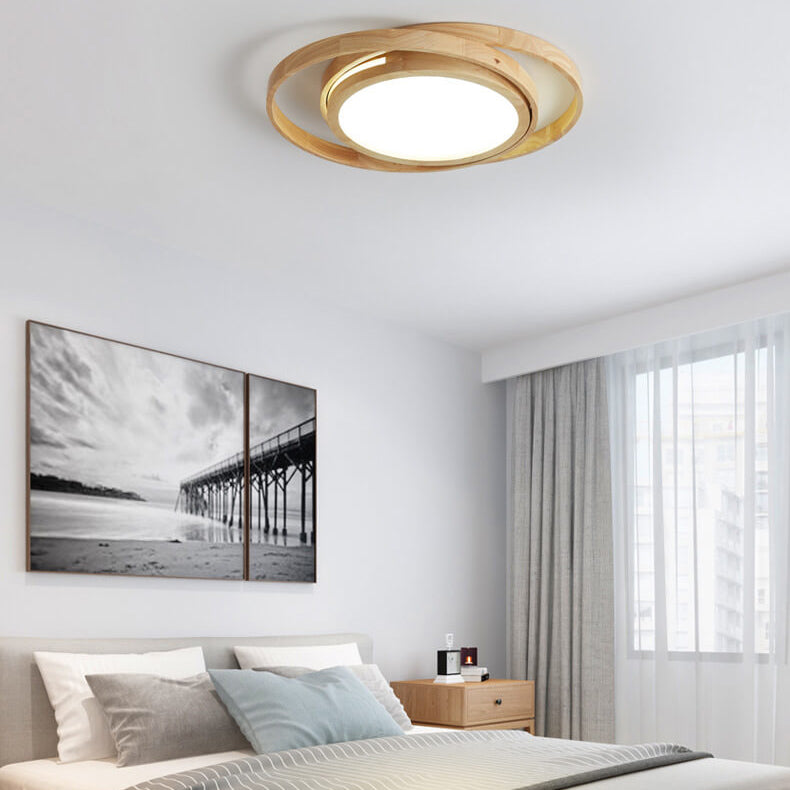 Wooden Circle Ring LED Flush Light