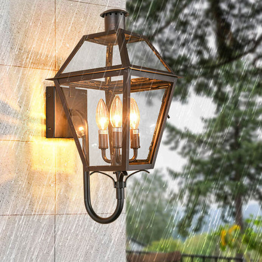 Industrial Glass Lantern Outdoor Sconce