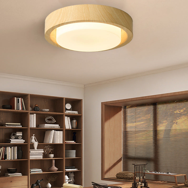 Japanese Wood Grain LED Flush Mount