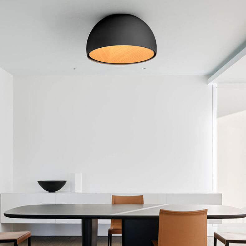 Wooden Bowl Iron Flush Mount