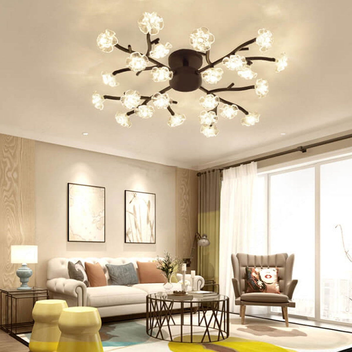 Plum Blossom Branch LED Semi-Flush Mount