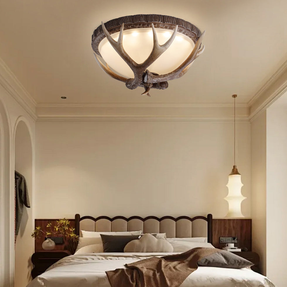 Retro Antler Resin Flush Mount Light