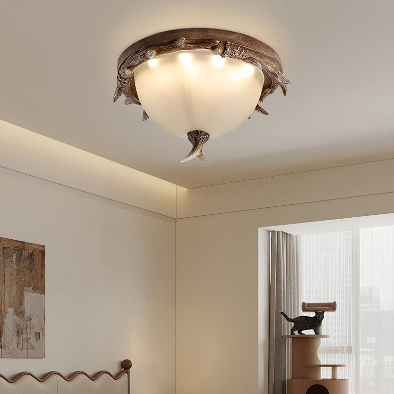 Retro Antler Resin Flush Mount Light