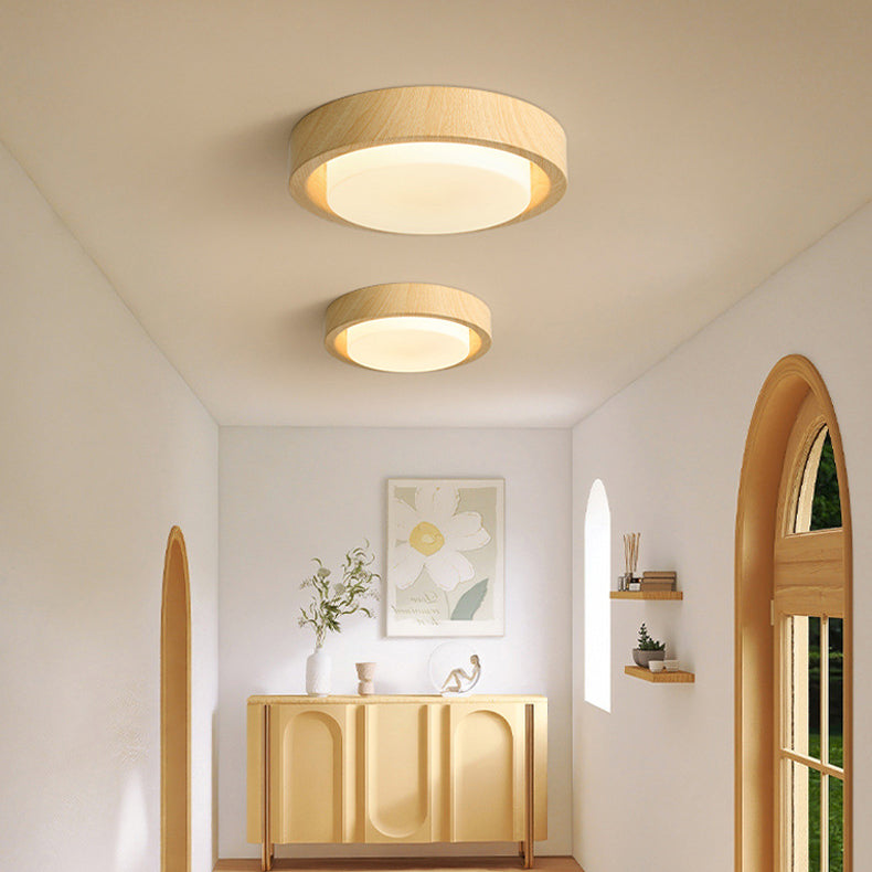 Nordic Wood Ring LED Flush Mount Light