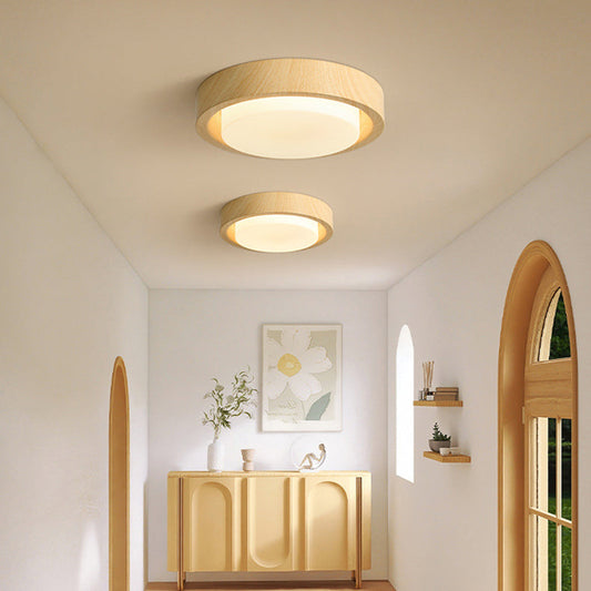 Nordic Wood Ring LED Flush Mount Light