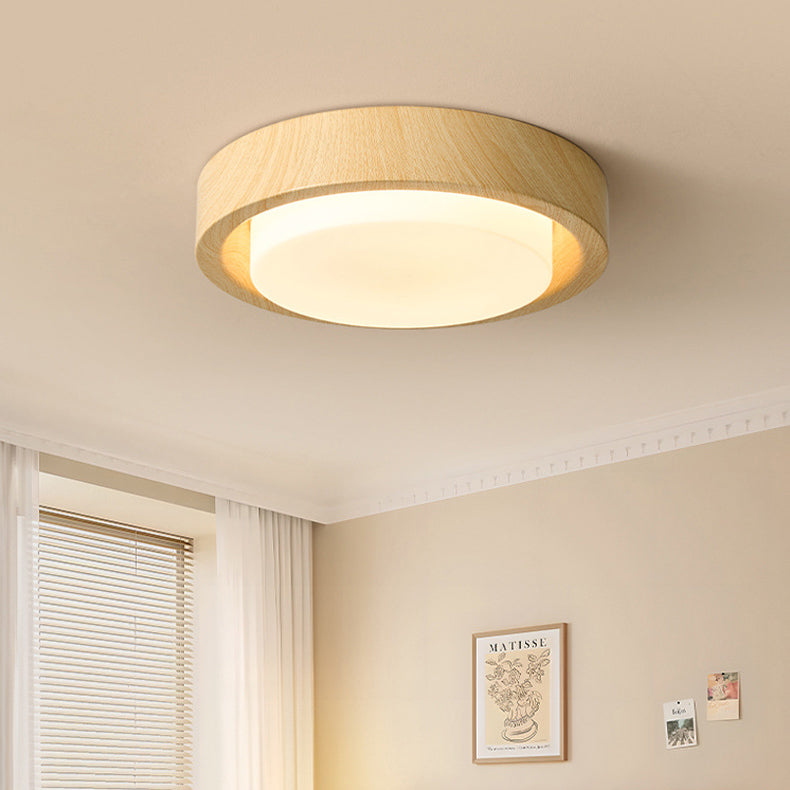 Nordic Wood Ring LED Flush Mount Light