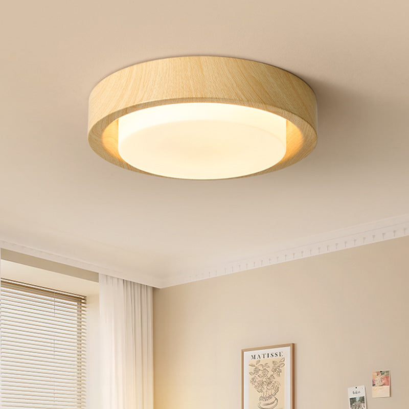 Nordic Wood Ring LED Flush Mount Light